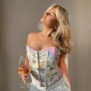 Zara Only One Floral Corset Top Sweetheart Boned Cottagecore Medium